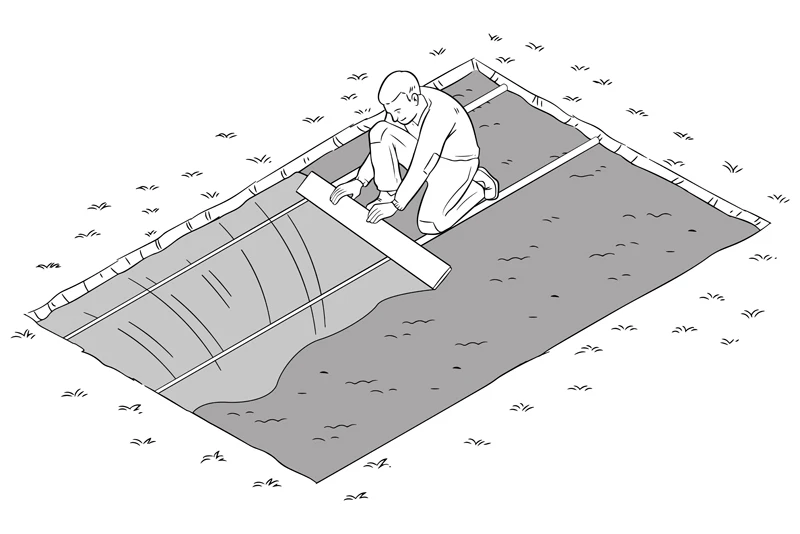 Lo schizzo che mostra come livellare accuratamente lo strato di pietrisco per creare una base stabile per le lastre WARCO.