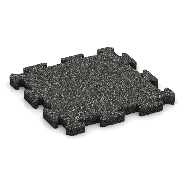 Dalle amortissante à emboîtement puzzle de WARCO en couleur Granit foncé au format 500 x 500 x 40 mm. La photo de l’article 2848 dans la vue complète de face.