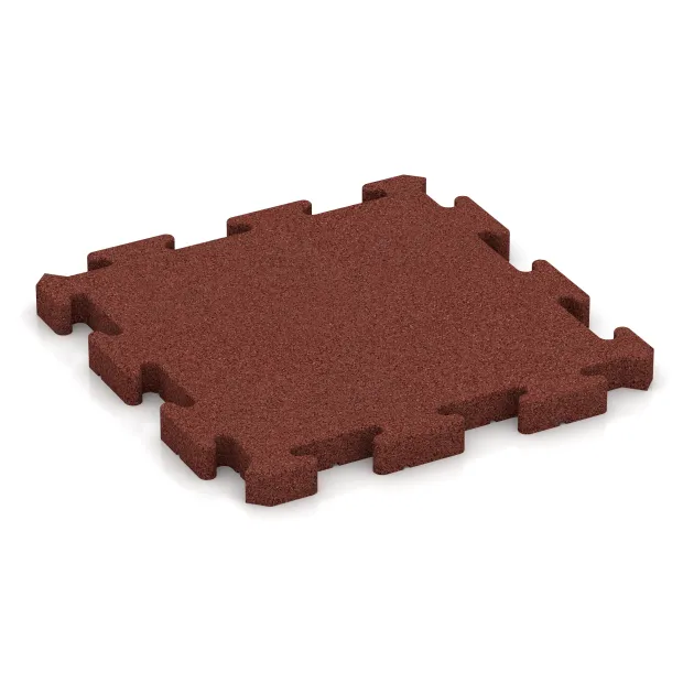 Piastra antitrauma ad incastro puzzle von WARCO im Farbdesign Rosso mattone mit den Abmessungen 500 x 500 x 40 mm. Produktfoto von Artikel 2961 in der Aufsicht von schräg vorne.