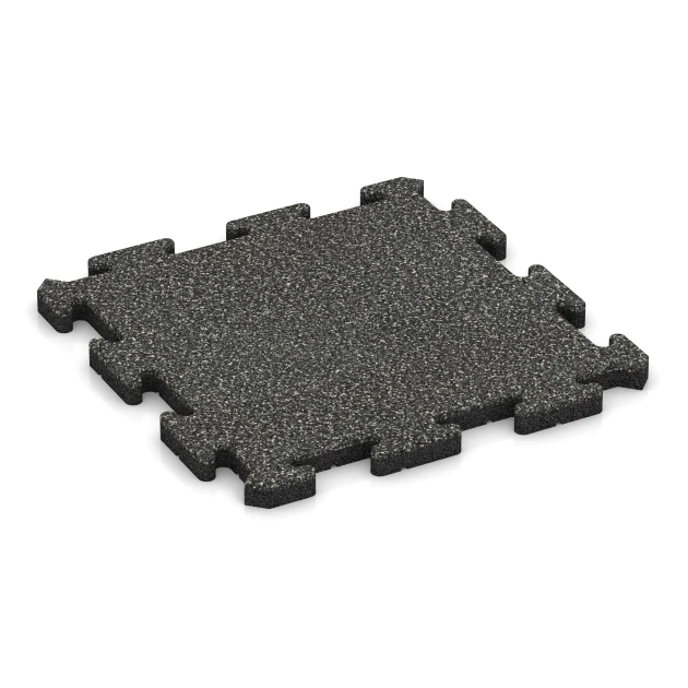 Fallschutz-Puzzlematte von WARCO im Farbdesign Dunkelgrauer Granit mit den Abmessungen 50 x 50 x 3 cm | 0,25 m². Produktfoto von Artikel 2627 in der Aufsicht von schräg vorne.