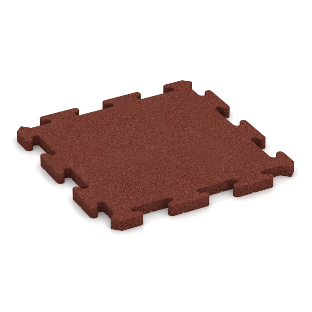 Piastra antitrauma ad incastro puzzle von WARCO im Farbdesign Rosso mattone mit den Abmessungen 500 x 500 x 30 mm. Produktfoto von Artikel 2768 in der Aufsicht von schräg vorne.