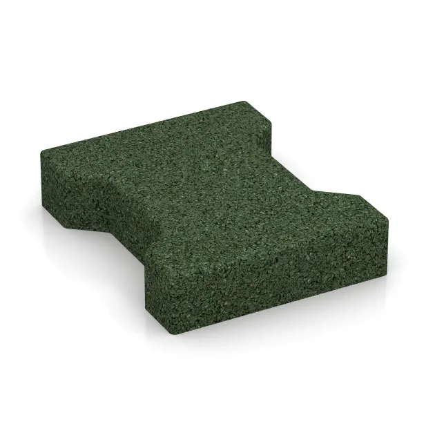 Pavé amortissant autobloquant en caoutchouc double T 4,3 cm - EN 1177 ≤ 80 cm de WARCO en couleur Vert gazon au format 200 x 165 x 43 mm. La photo de l’article 3617 dans la vue complète de face.