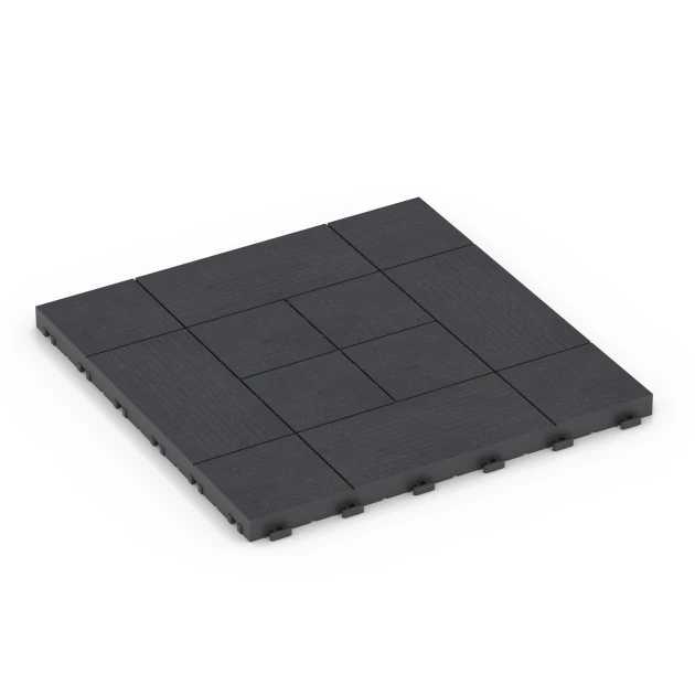 Motivo a riquadri – Piastrella a incastro von WARCO im Farbdesign Ardesia mit den Abmessungen 38,5 x 38,5 x 2 cm. Produktfoto von Artikel 6236 in der Aufsicht von schräg vorne.