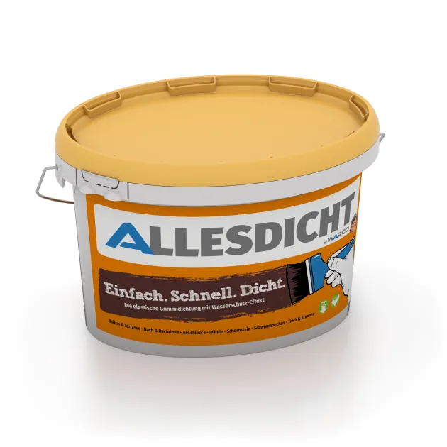 ALLESDICHT – Il rivestimento in gomma dal secchio von WARCO im Farbdesign marrone-rosso mit den Abmessungen 3 kg. Produktfoto von Artikel 0003 in der Aufsicht von schräg vorne.