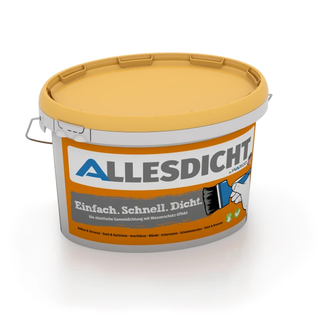 ALLESDICHT – Guaina liquida von WARCO im Farbdesign Grigio mit den Abmessungen 3 kg | 0,9 m². Produktfoto von Artikel 0033 in der Aufsicht von schräg vorne.