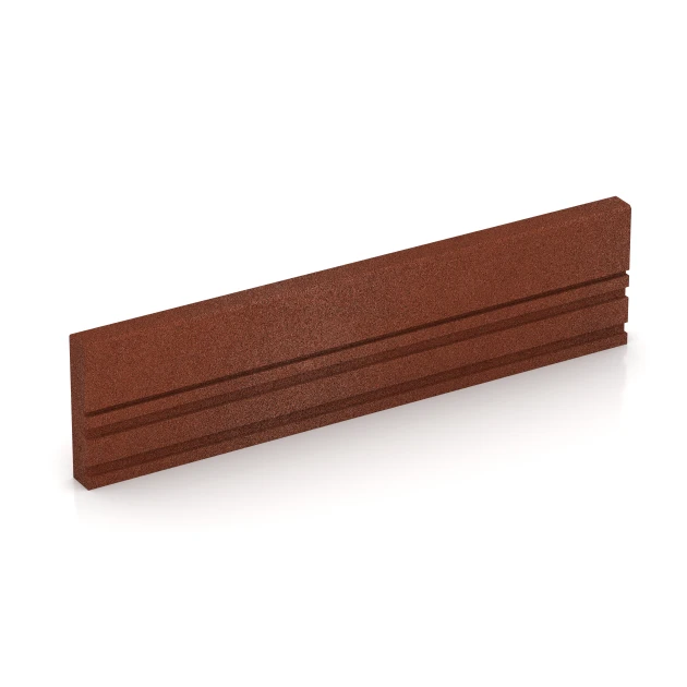 Cordolo in gomma von WARCO im Farbdesign Rosso mattone mit den Abmessungen 100 × 5 × 25 cm. Produktfoto von Artikel 3785 in der Aufsicht von schräg vorne.