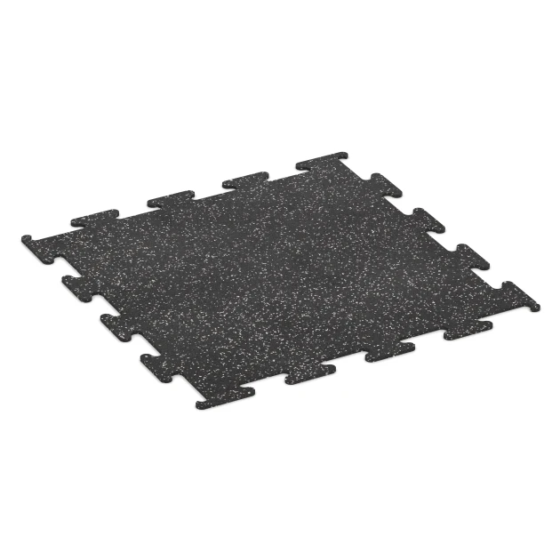 Pavimentazione Fitness Performance Elite von WARCO im Farbdesign Grigio leggermente punteggiato mit den Abmessungen 100 x 100 x 1 cm | 1,00 m². Produktfoto von Artikel 3776 in der Aufsicht von schräg vorne.