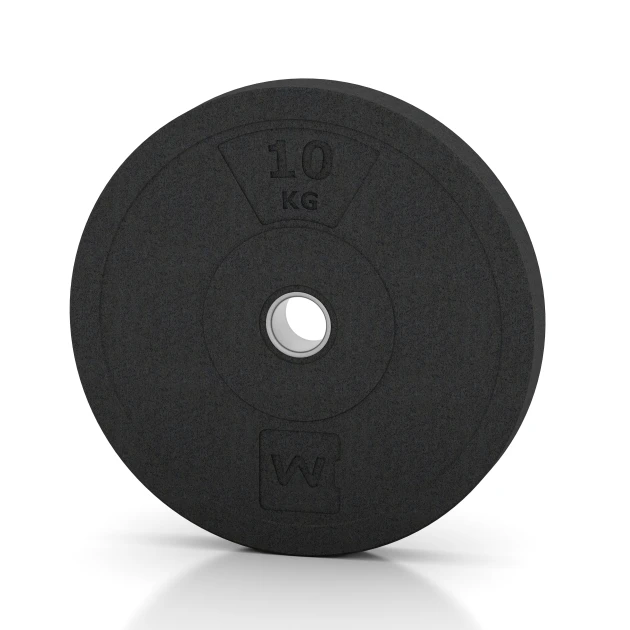 Bumper Plate von WARCO im Farbdesign Antracite mit den Abmessungen 10 kg | ø 45,4 x 5,85 cm. Produktfoto von Artikel 6085 in der Aufsicht von schräg vorne.