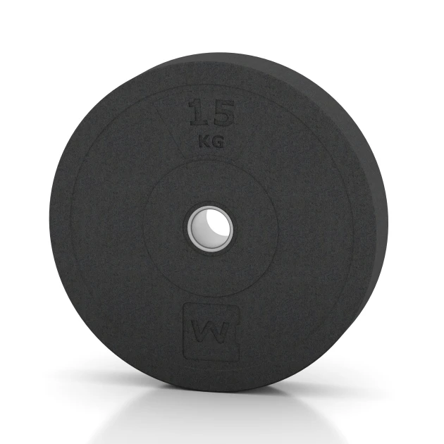 Bumper Plate von WARCO im Farbdesign Antracite mit den Abmessungen 15 kg | ø 45,4 x 8,61 cm. Produktfoto von Artikel 6086 in der Aufsicht von schräg vorne.