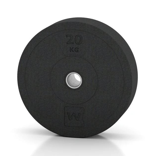 Bumper Plate von WARCO im Farbdesign Antracite mit den Abmessungen 20 kg | ø 45,4 x 11,38 cm. Produktfoto von Artikel 6087 in der Aufsicht von schräg vorne.