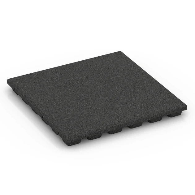 Fallschutzplatten von WARCO im Farbdesign Anthrazit mit den Abmessungen 50 x 50 x 4,8 cm | 0,25 m². Produktfoto von Artikel 6291 in der Aufsicht von schräg vorne.
