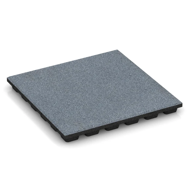 Fallschutzplatten von WARCO im Farbdesign Graphitgrau mit den Abmessungen 50 x 50 x 4,8 cm. Produktfoto von Artikel 6294 in der Aufsicht von schräg vorne.