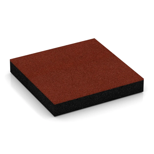 Fallschutzplatten von WARCO im Farbdesign Ziegelrot mit den Abmessungen 50 x 50 x 8 cm. Produktfoto von Artikel 6205 in der Aufsicht von schräg vorne.
