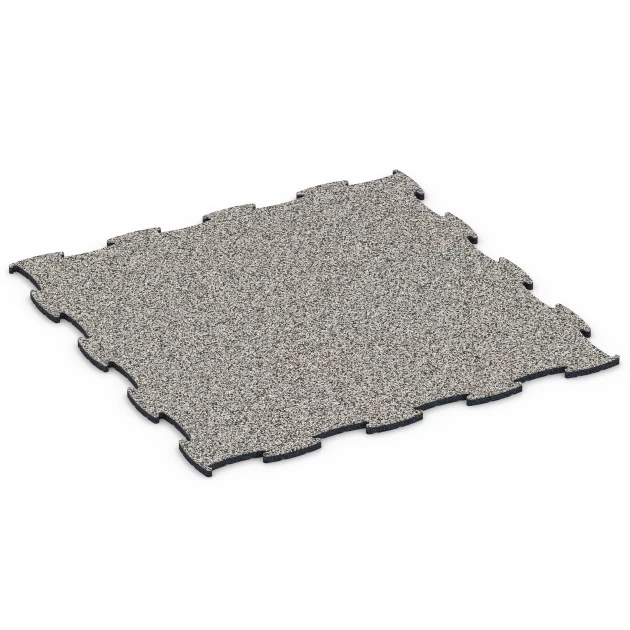 Fitness Active Floor System von WARCO im Farbdesign Grauer Granit mit den Abmessungen 97,1 x 97,1 × 1,8 cm. Produktfoto von Artikel 6833 in der Aufsicht von schräg vorne.