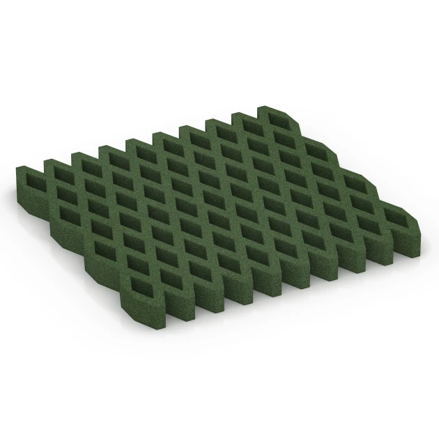 Fallschutz-Rasengittermatte von WARCO im Farbdesign Grasgrün mit den Abmessungen 100 × 100 × 8 cm. Produktfoto von Artikel 7014 in der Aufsicht von schräg vorne.