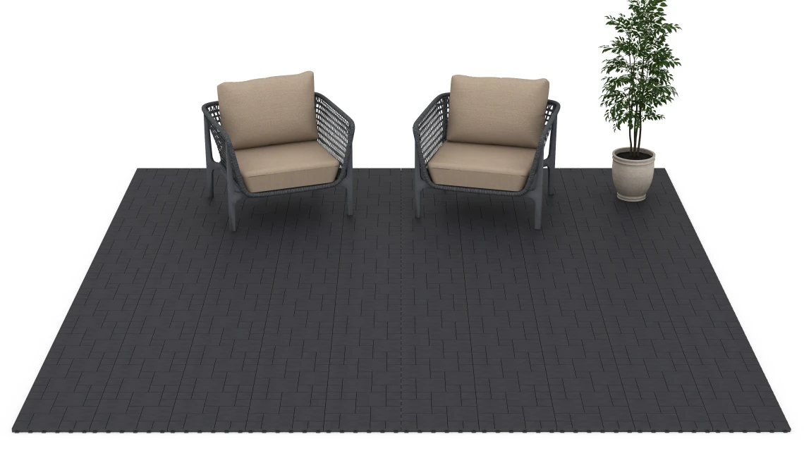 Beispielhafte Verlegung für den Artikel 6329 von WARCO - Motivo a blocchi – Piastrella a incastro, Farbton Ardesia in der Abmessung 38,5 x 38,5 x 2 cm.