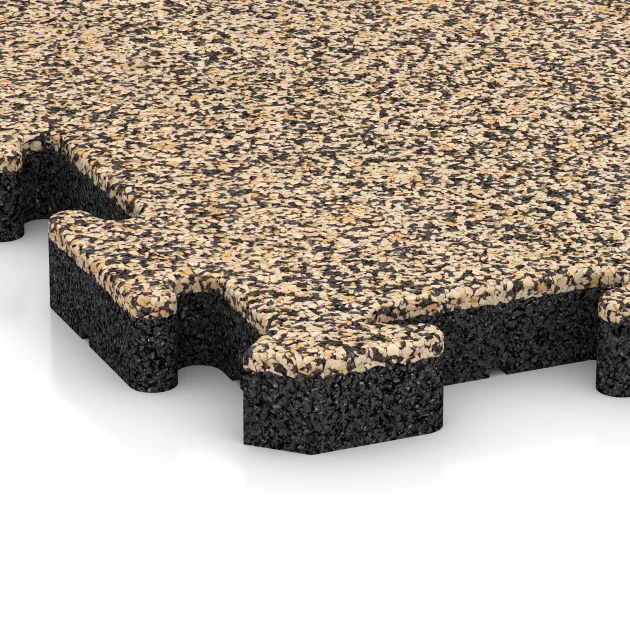 Detailaufnahme der Randausprägung von WARCO-Produkt 5907, Event-Klickfliese Outdoor, Format 50 x 50 x 4 cm | 0,25 m², Farbe Travertin.