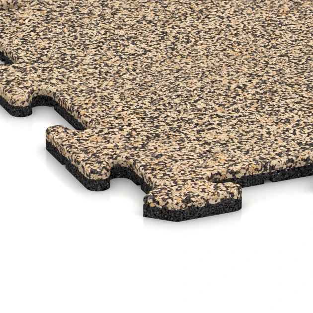 Detailaufnahme der Randausprägung von WARCO-Produkt 4217, Pavimentazione sportiva 1,8 cm, Format 50 x 50 x 1,8 cm | 0,25 m², Farbe Travertino.