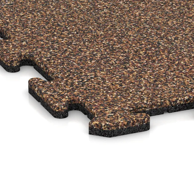 Detailaufnahme der Randausprägung von WARCO-Produkt 0319, Bodenschutzmatte 1,8 cm – Fitness, Format 1000 x 1000 x 18 mm, Farbe Bast & Borke.