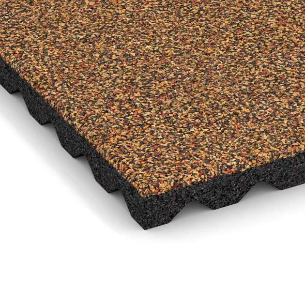 Detailaufnahme der Randausprägung von WARCO-Produkt 5336, Piastra antitrauma, Format 500 x 500 x 40 mm, Farbe Terracotta.