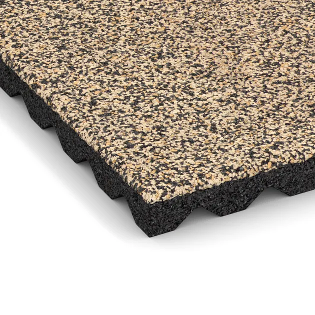 Detailaufnahme der Randausprägung von WARCO-Produkt 5335, Piastra antitrauma, Format 500 x 500 x 40 mm, Farbe Travertino.