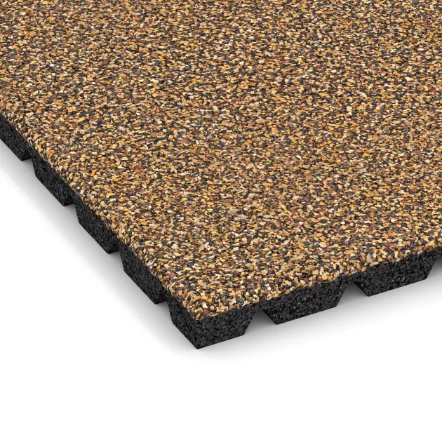 Detailaufnahme der Randausprägung von WARCO-Produkt 5489, Terrassenfliese 3 cm, Format 500 x 500 x 30 mm, Farbe Rattan Lounge.