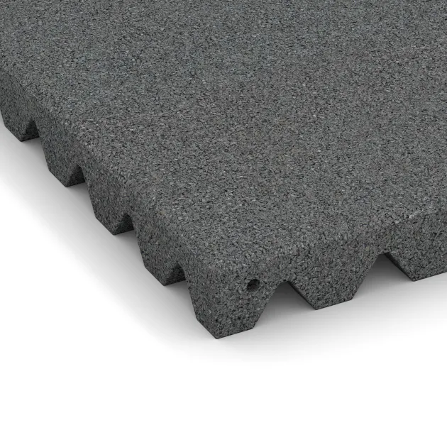 Detailaufnahme der Randausprägung von WARCO-Produkt 0693, Piastra antitrauma, Format 500 x 500 x 50 mm, Farbe Grigio ardesia.