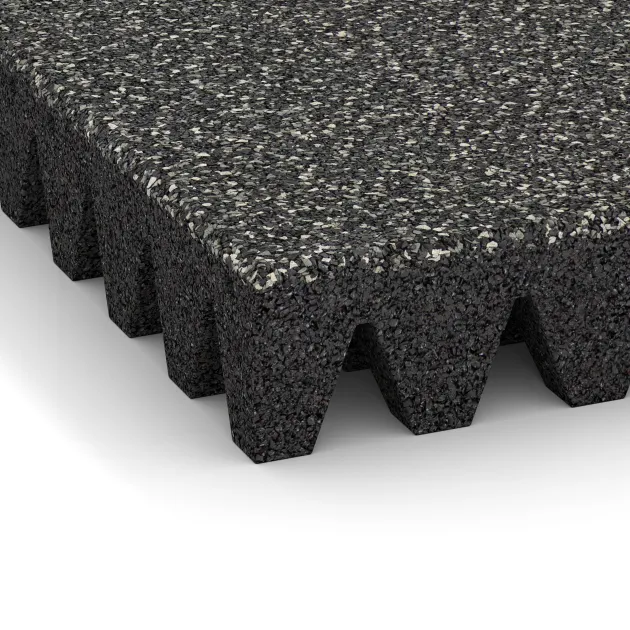 Detailaufnahme der Randausprägung von WARCO-Produkt 5364, Piastra antitrauma, Format 500 x 500 x 80 mm, Farbe Granito scuro.