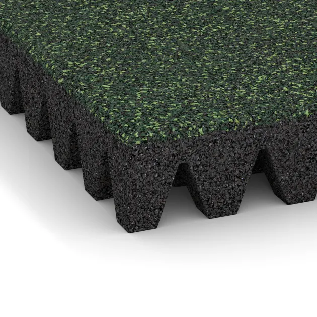 Detailaufnahme der Randausprägung von WARCO-Produkt 5365, Piastra antitrauma, Format 500 x 500 x 80 mm, Farbe Prato Inglese.