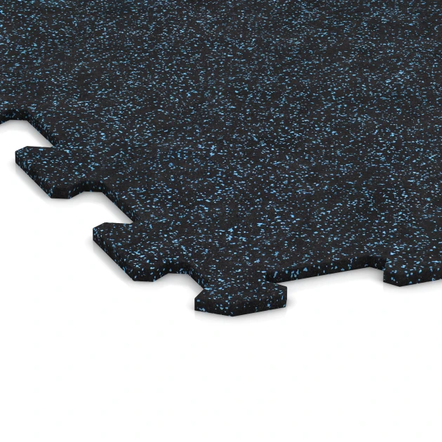 La vue détaillée sur les bords du produit WARCO 1054, Sol de Fitness Compact, au format 970 x 970 x 8 mm | 0,94 m, en couleur Bleu doux moucheté.