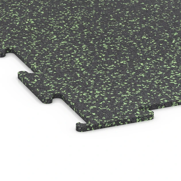 Detailaufnahme der Randausprägung von WARCO-Produkt 6459, Pavimento Fitness Compatto, Format 50 × 50 × 0,8 cm, Farbe Verde leggermente punteggiato.