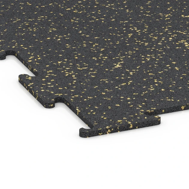 La vue détaillée sur les bords du produit WARCO 6460, Sol de Fitness Compact, au format 50 × 50 × 0,8 cm, en couleur Jaune doux moucheté.