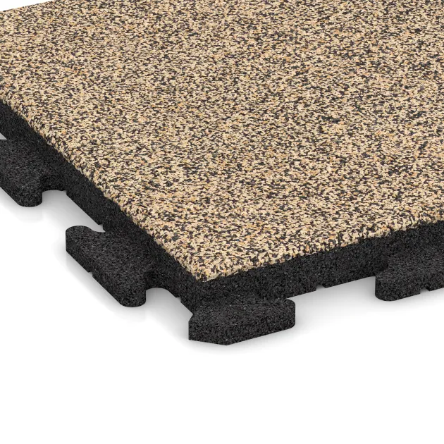 Detailaufnahme der Randausprägung von WARCO-Produkt 1305, Piastrelle per esterni Classic, Format 500 x 500 x 40 mm, Farbe Travertino.