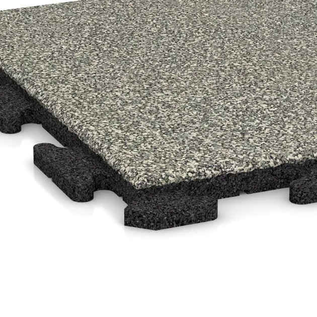 Detailaufnahme der Randausprägung von WARCO-Produkt 1157, Terrassenplatte Classic, Format 500 x 500 x 30 mm, Farbe Heller Granit.