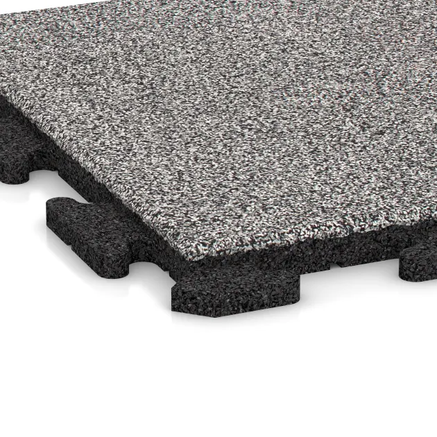 Detailaufnahme der Randausprägung von WARCO-Produkt 5788, Pavimento per eventi, Format 500 x 500 x 30 mm, Farbe Grigio melange.