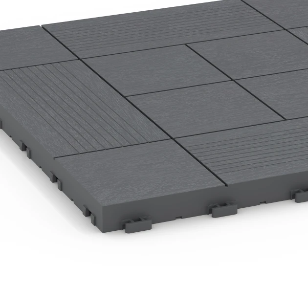 Detailaufnahme der Randausprägung von WARCO-Produkt 6237, Motivo a riquadri – Piastrella a incastro, Format 38,5 x 38,5 x 2 cm, Farbe Grigio argento.