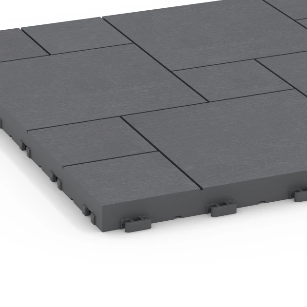 La vue détaillée sur les bords du produit WARCO 6330, Motif bloc – Dalle clipsable, au format 38,5 x 38,5 x 2 cm, en couleur Gris argent.