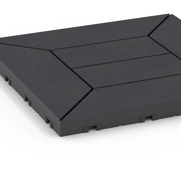 Detailaufnahme der Randausprägung von WARCO-Produkt 6346, Kassettenmuster – Klickfliese, Format 30 x 30 x 2 cm, Farbe Schiefer.