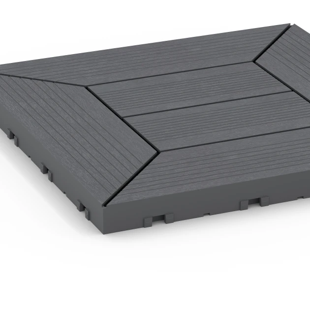 Detailaufnahme der Randausprägung von WARCO-Produkt 6348, Motivo a cassettoni – Piastrella a incastro, Format 30 x 30 x 2 cm, Farbe Grigio argento.