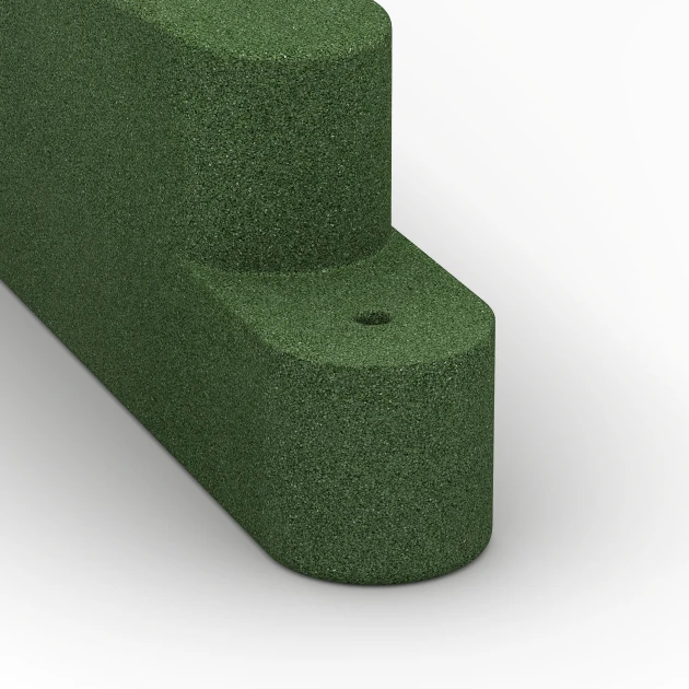 La vue détaillée sur les bords du produit WARCO 6641, Bordure en caoutchouc, au format 100 x 15 x 30 cm, en couleur Vert herbe.