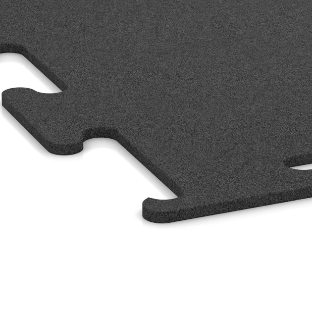 Detailaufnahme der Randausprägung von WARCO-Produkt 3749, Fitness Performance Elite Trainingsboden, Format 50 x 50 x 1 cm | 0,25 m², Farbe Anthrazit.