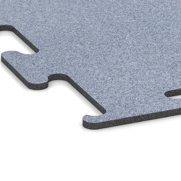 Detailaufnahme der Randausprägung von WARCO-Produkt 6152, Fitness Performance Elite Trainingsboden, Format 50 x 50 x 1 cm | 0,25 m², Farbe Nebelgrau.