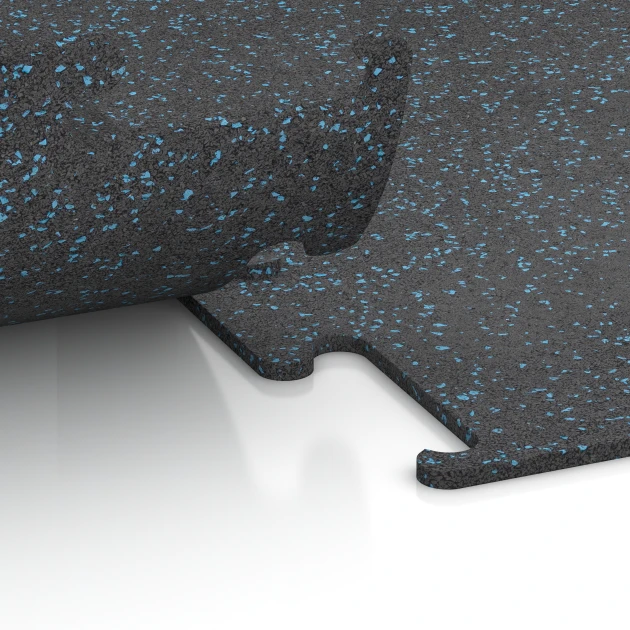 Detailaufnahme der Randausprägung von WARCO-Produkt 3766, Fitness Performance Elite Pavimento Sportivo, Format 50 x 50 x 1 cm | 0,25 m², Farbe Azzurro leggermente punteggiato.