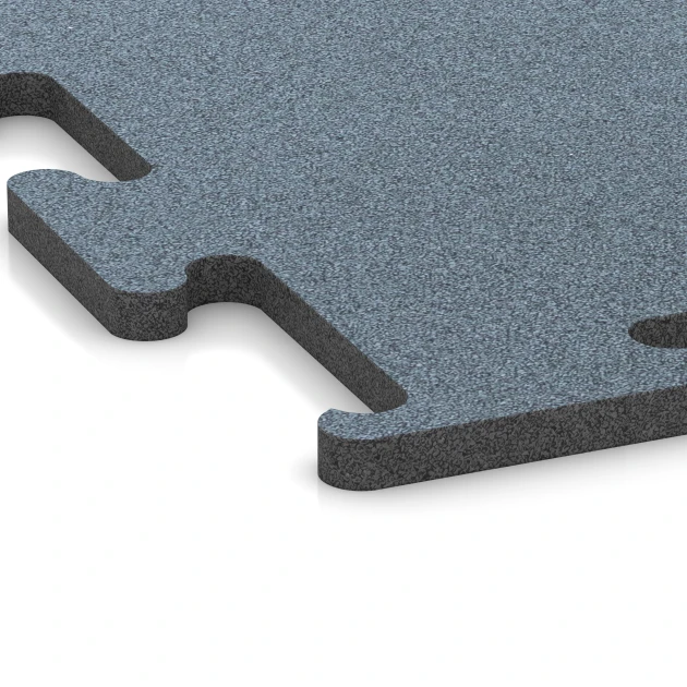Detailaufnahme der Randausprägung von WARCO-Produkt 6168, Fitness Performance Elite Trainingsboden, Format 50 x 50 x 2 cm | 0,25 m², Farbe Altsilber.