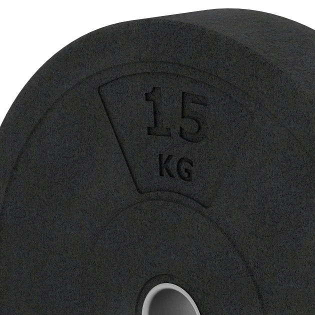 Detailaufnahme der Randausprägung von WARCO-Produkt 6086, Bumper Plate, Format 15 kg | ø 45,4 x 8,61 cm, Farbe Antracite.