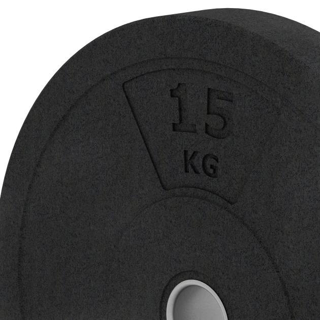 La vue détaillée sur les bords du produit WARCO 6088, Bumper Plate Slim, au format 15 kg | ø 45,4 x 5,85 cm, en couleur Anthracite.