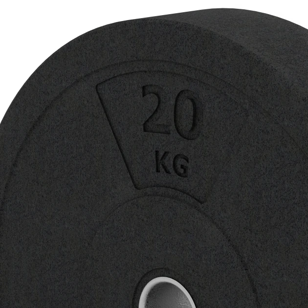 Detailaufnahme der Randausprägung von WARCO-Produkt 6089, Bumper Plate Slim, Format 20 kg | ø 45,4 x 8,61 cm, Farbe Antracite.