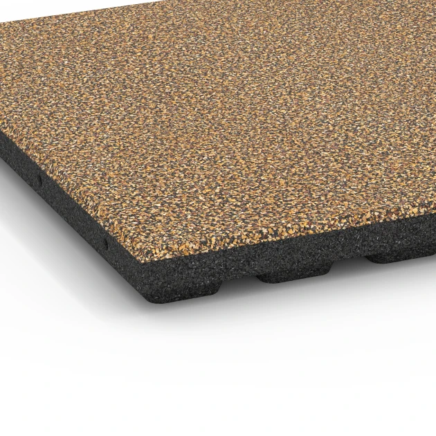 Detailaufnahme der Randausprägung von WARCO-Produkt 6430, Fallschutzplatte – 120 cm, Format 50 x 50 x 4 cm, Farbe Rattan Lounge.