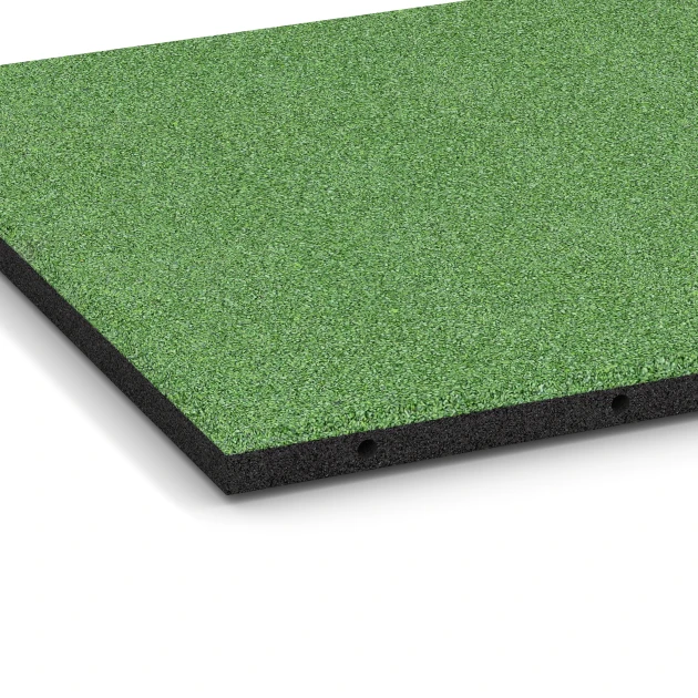 Detailaufnahme der Randausprägung von WARCO-Produkt 6129, Fallschutzplatte – 95 cm, Format 50 x 50 x 3 cm, Farbe Lindgrün.