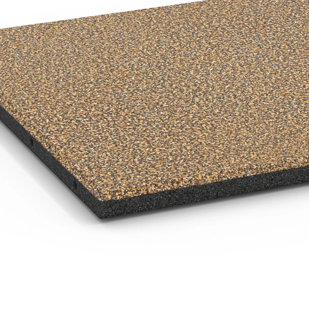 La vue détaillée sur les bords du produit WARCO 6421, Dalle amortissante – 90 cm, au format 50 x 50 x 3 cm, en couleur Rattan.